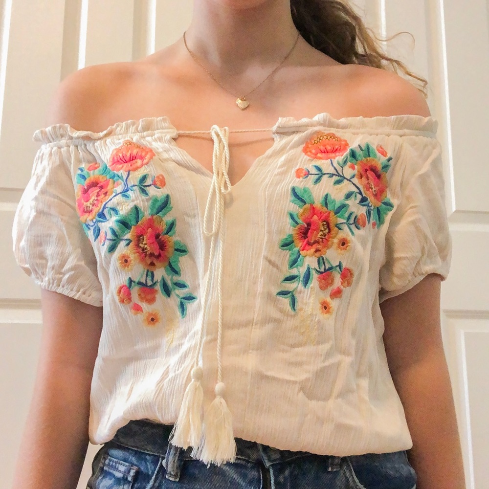 Francesca’s boho off the shoulder blouse